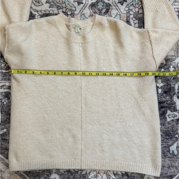 Elegant Women's Cream Crew Neck Sweater - Picture 10 of 10